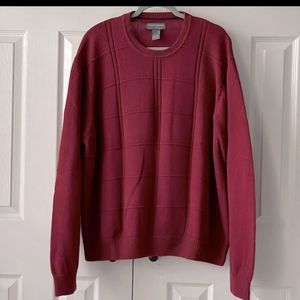 Saddlebred Men’s Cotton Knit Long Sleeve Crew Neck Sweater | Wine Red | Size LT